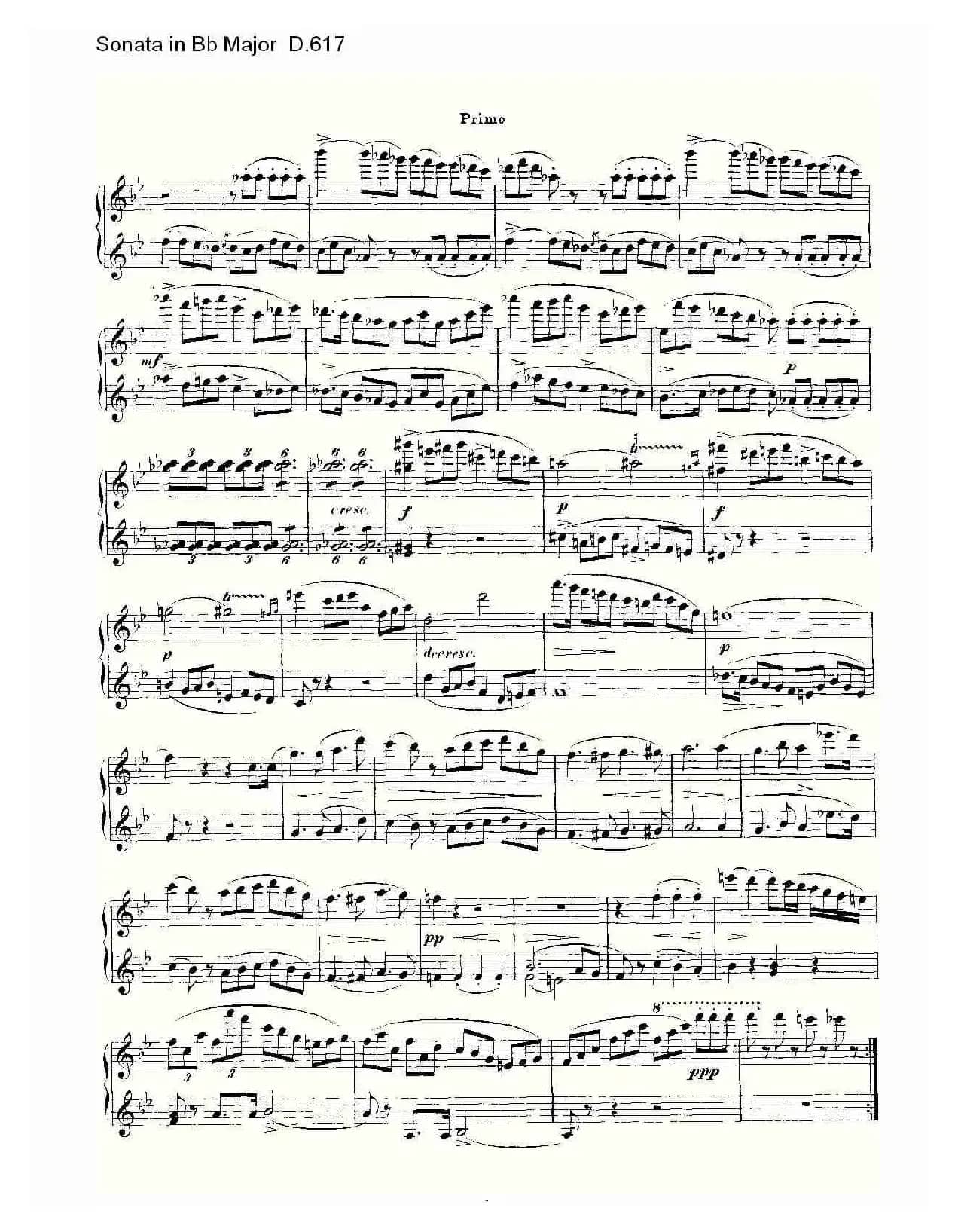 Sonata in Bb Major D.617(Bb大调奏鸣曲 D.617)