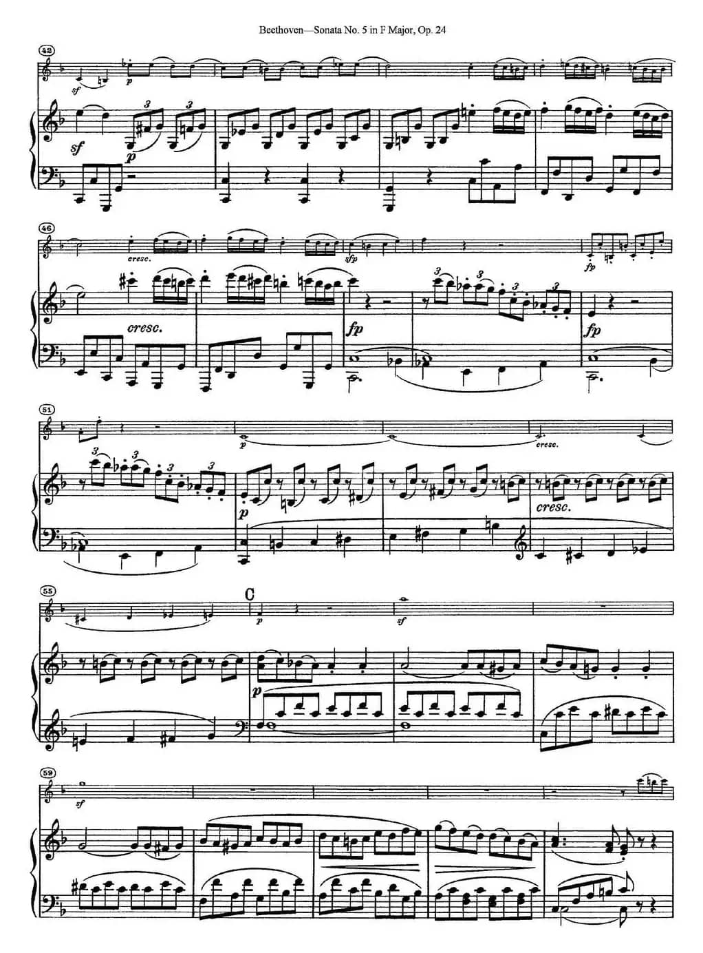 Violin Sonata No.5 in F Major Op.24（小提琴+钢琴伴奏）