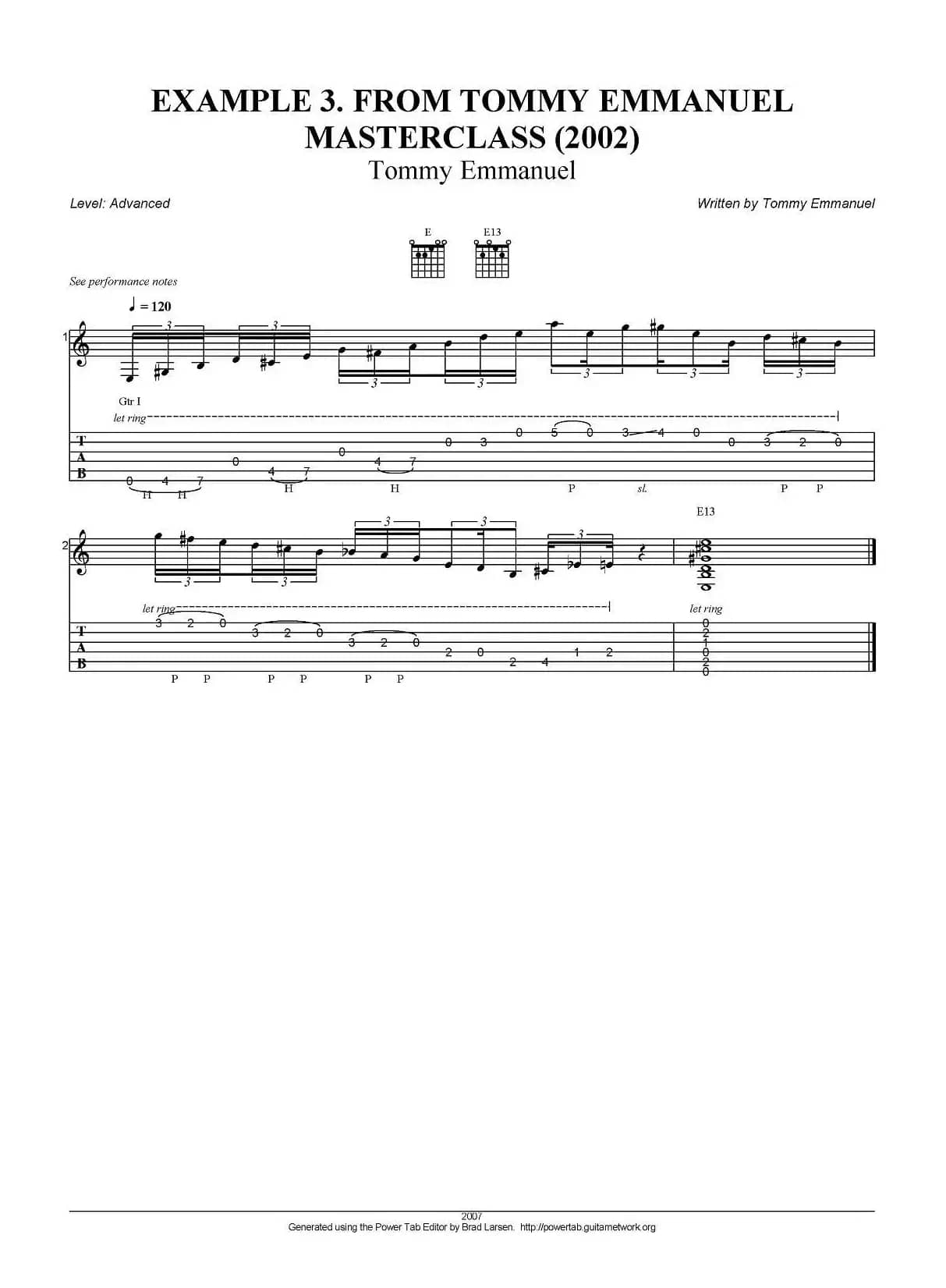 tommy emmanuel：masterclass example-3（指弹吉他）