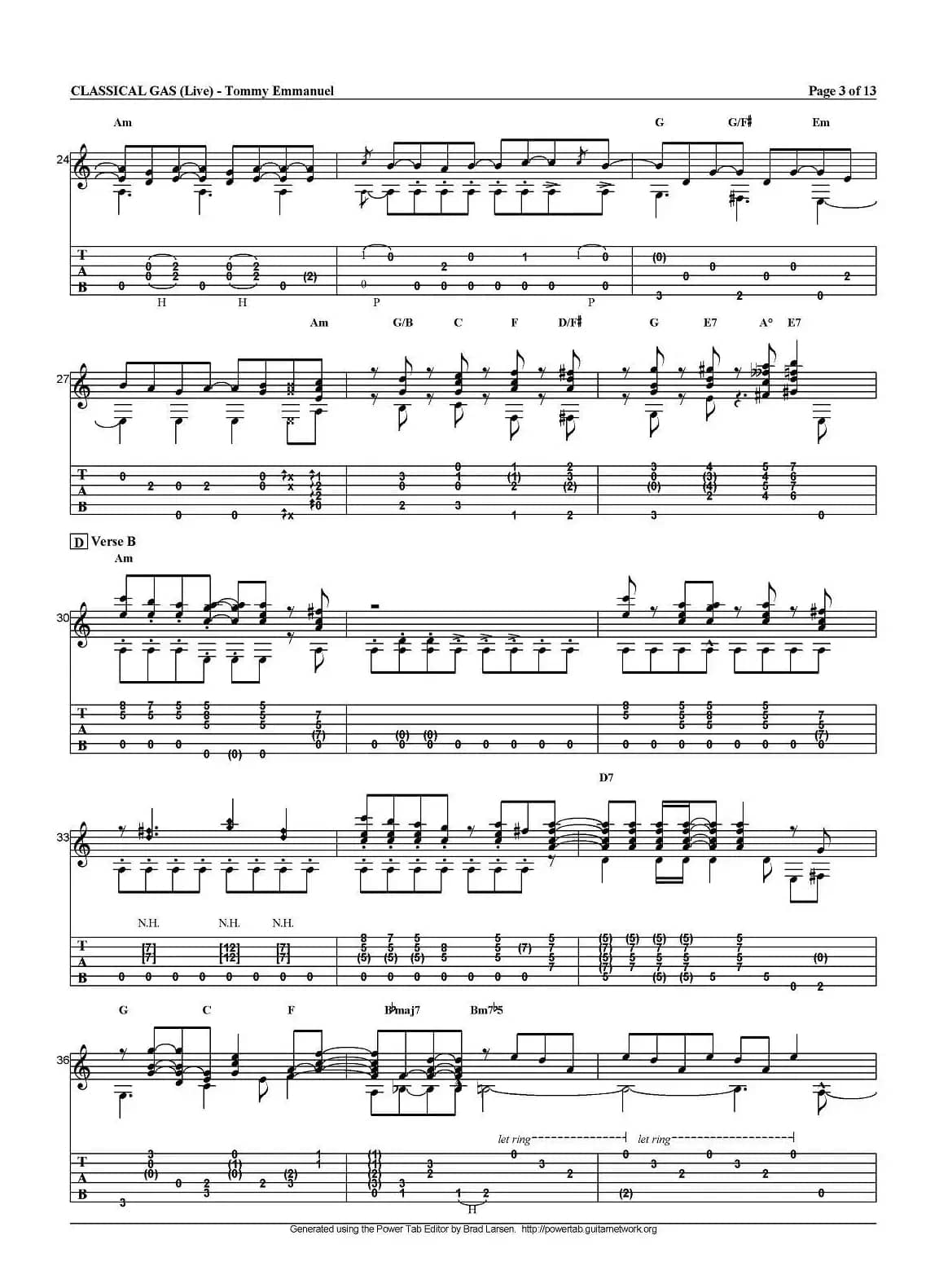 tommy emmanuel：classical gas（指弹吉他）