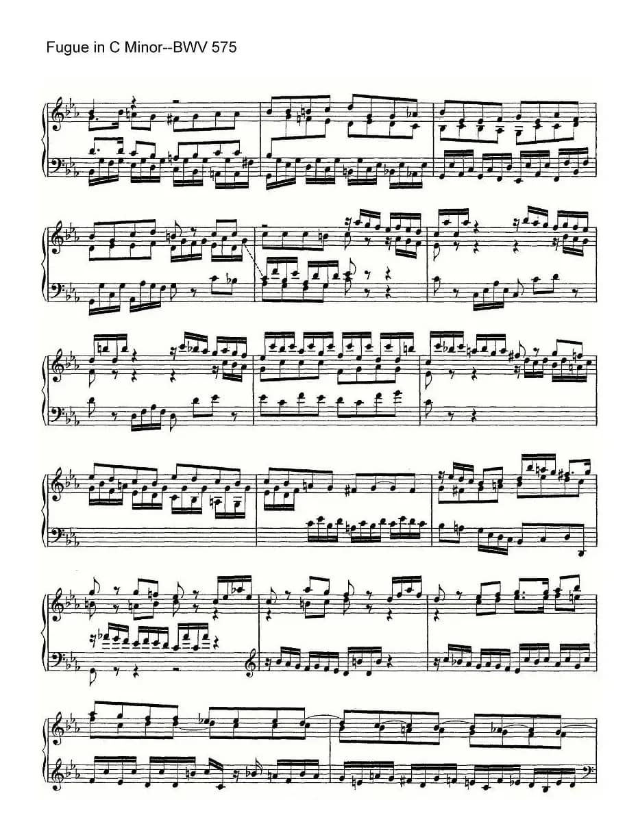 Fugue in C Minor--BWV 575（管风琴谱）