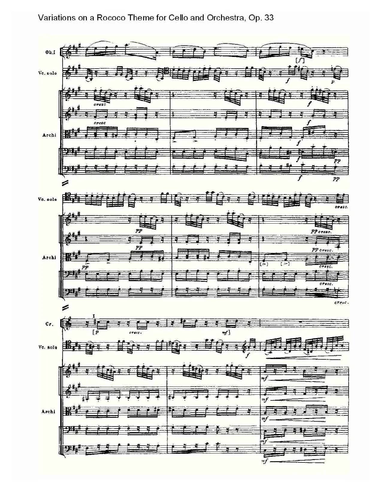 大提琴与管弦乐洛可可主题a小调变奏曲, Op.33（一）