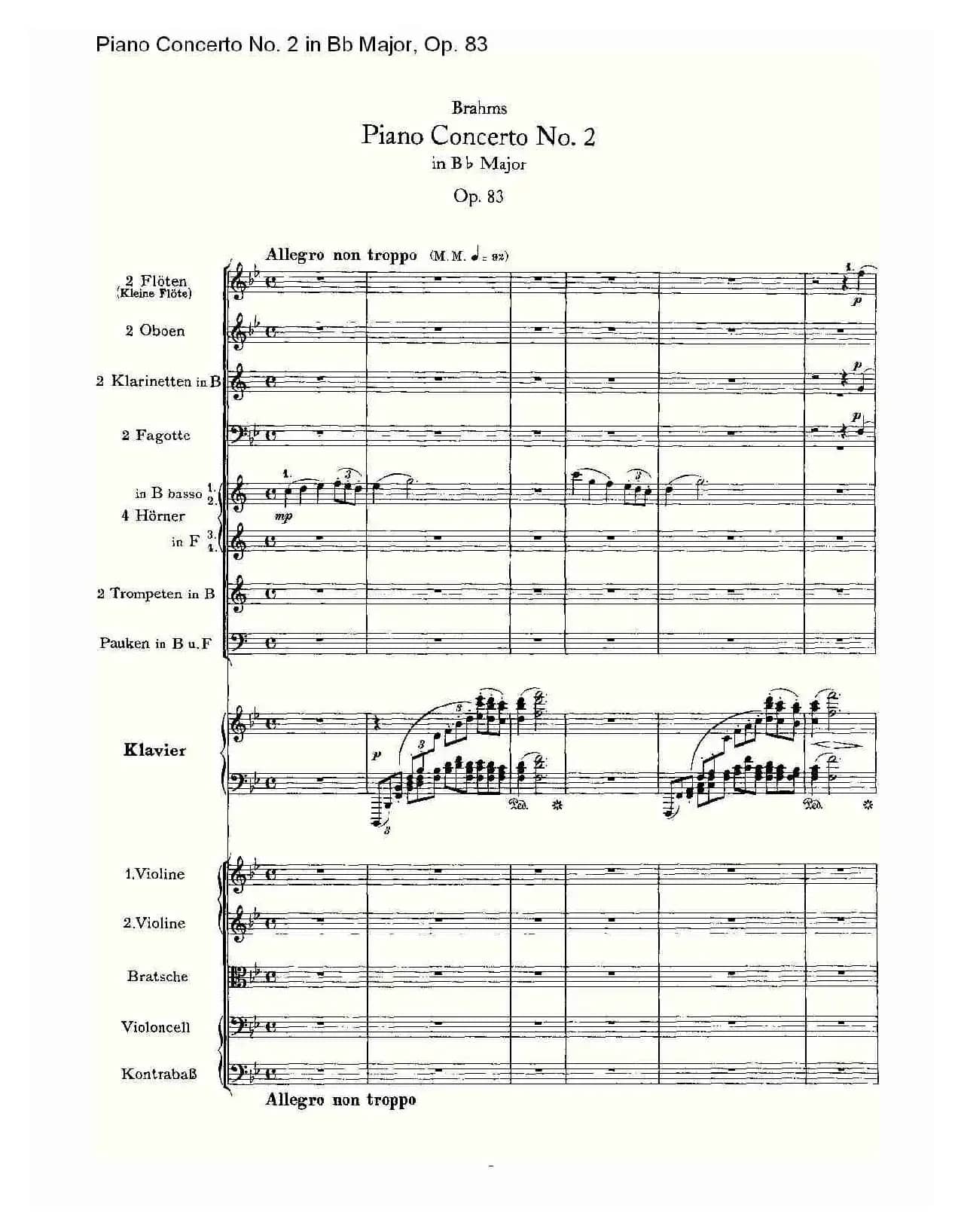 Bb大调钢琴第二协奏曲, Op.83第一乐章（一）