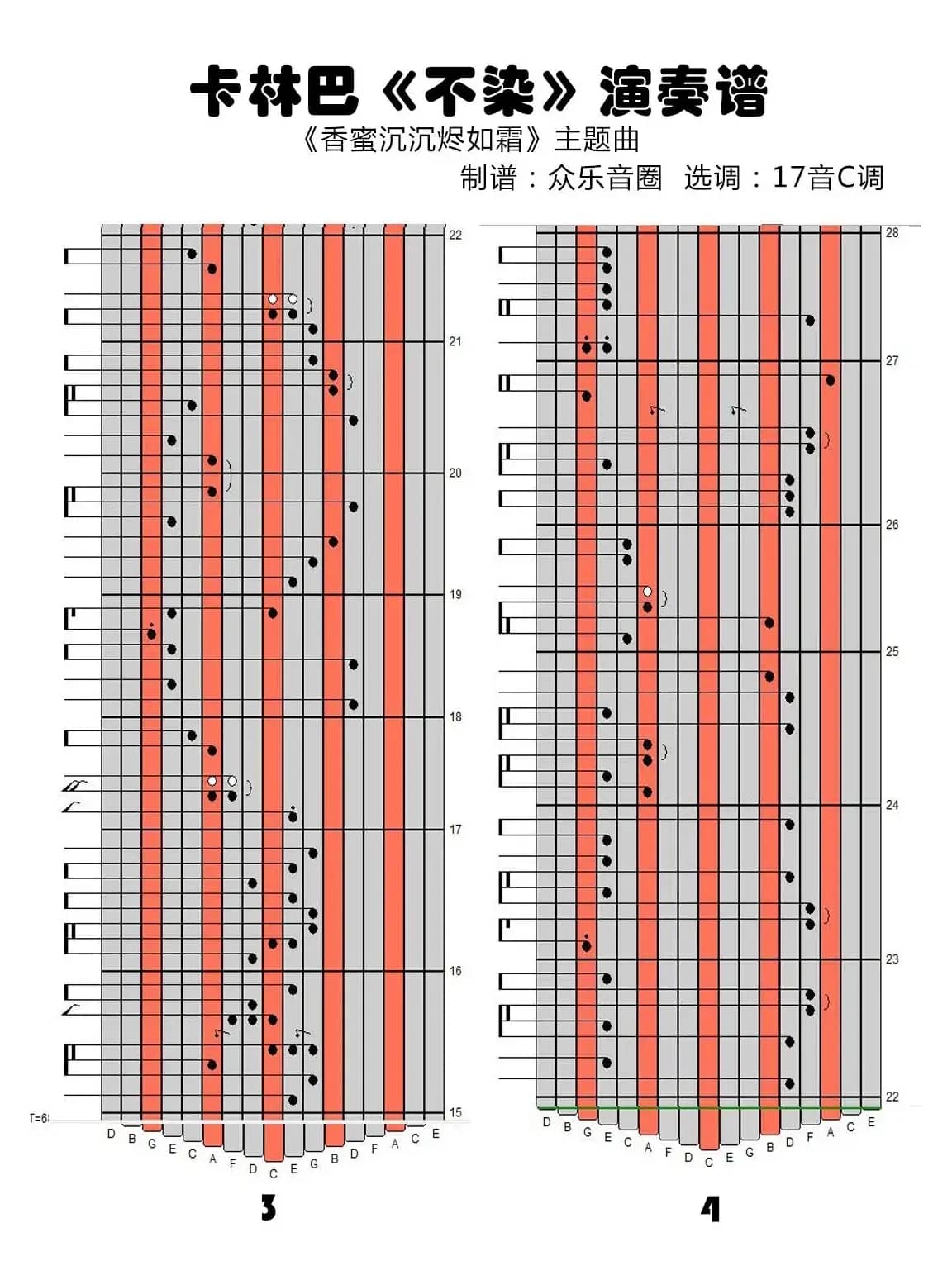 不染（拇指琴卡林巴琴演奏谱）