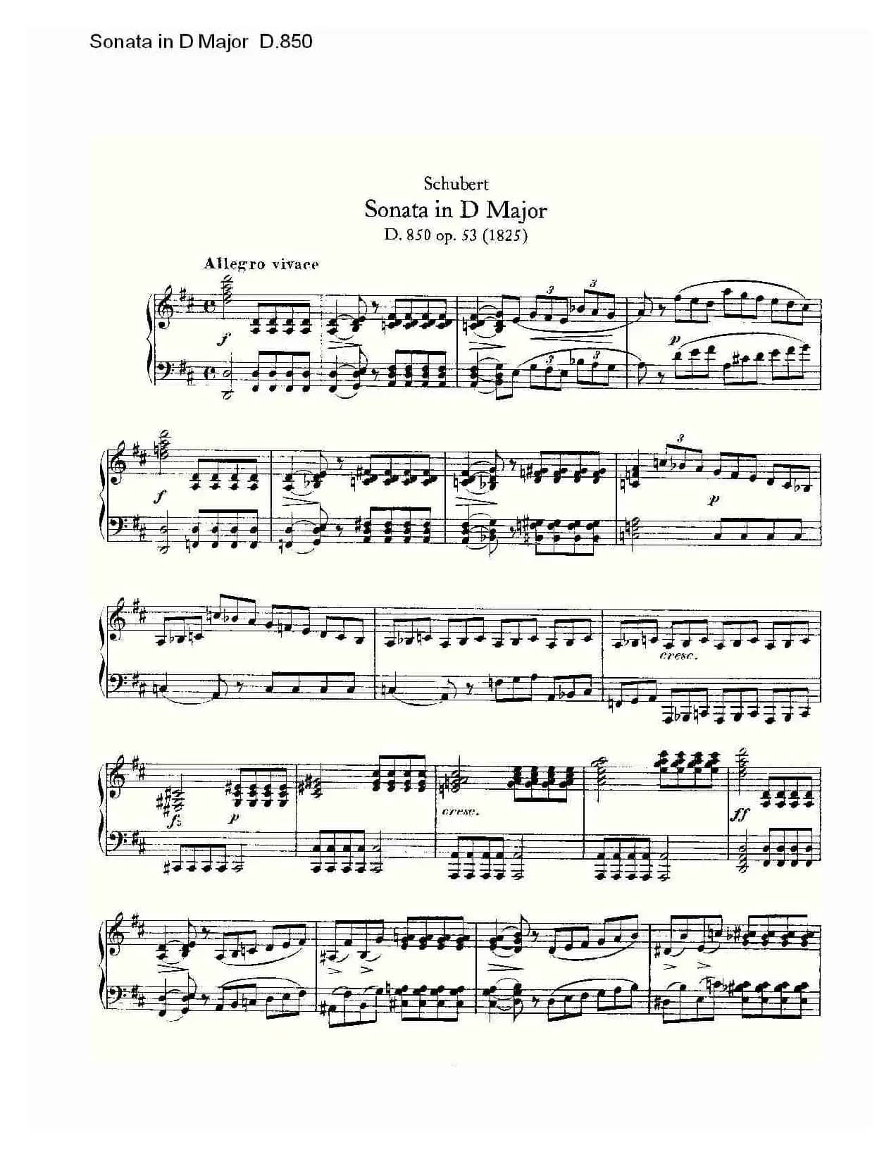 Sonata in D Major D.850（D大调奏鸣曲 D.850）
