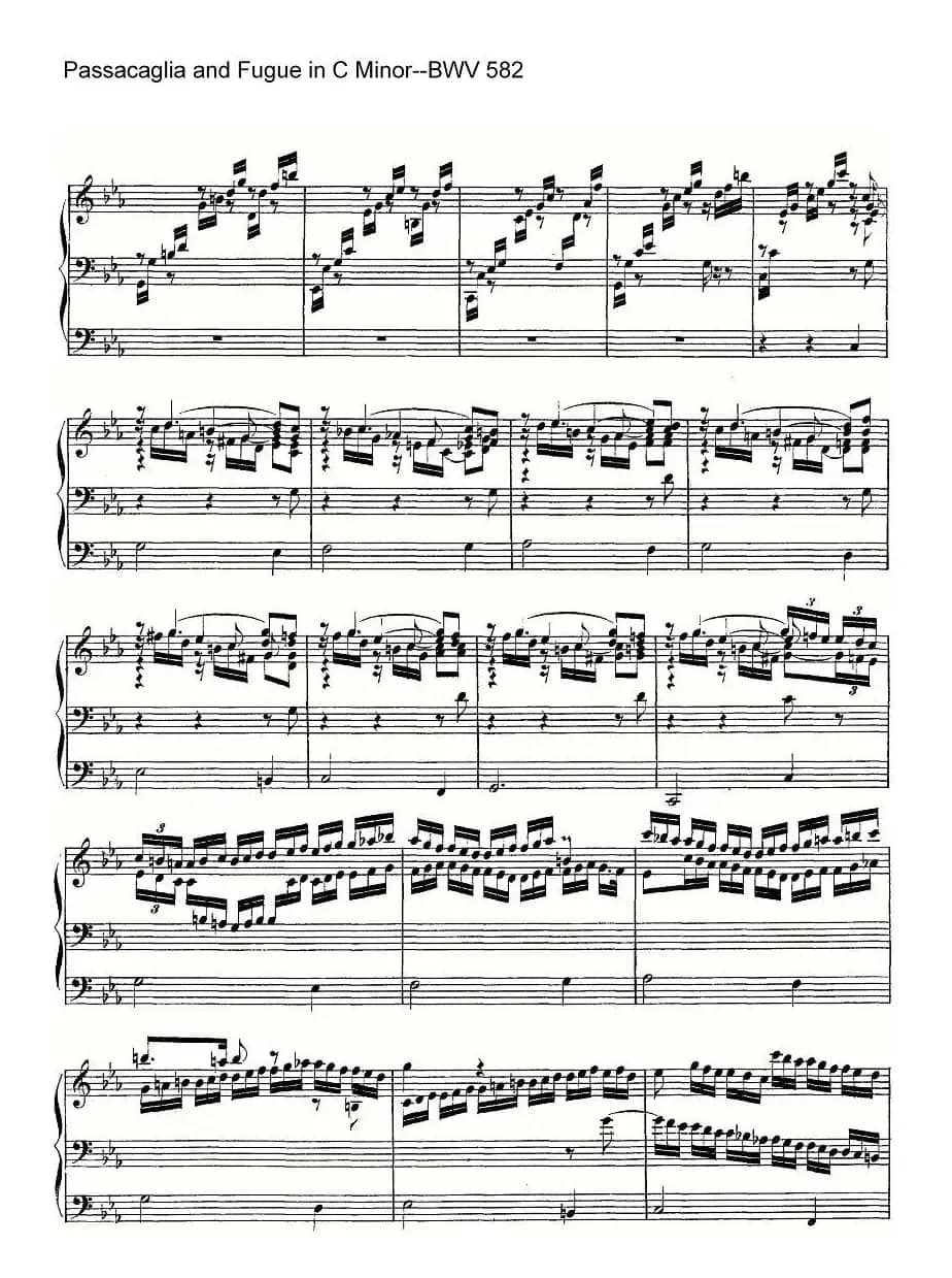 Passacaglia and Fugue in C Minor--BWV 582（管风琴谱）