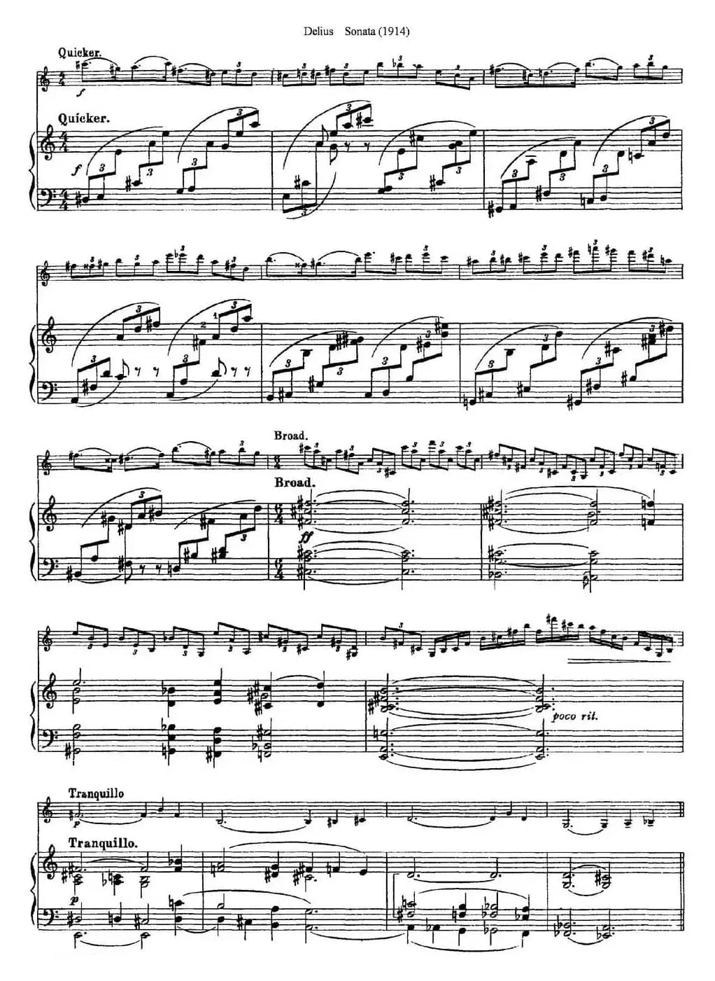 Delius Sonata（小提琴+钢琴伴奏）