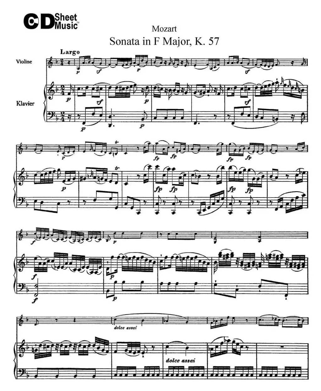 Violin Sonata in F Major K.357（小提琴+钢琴伴奏）