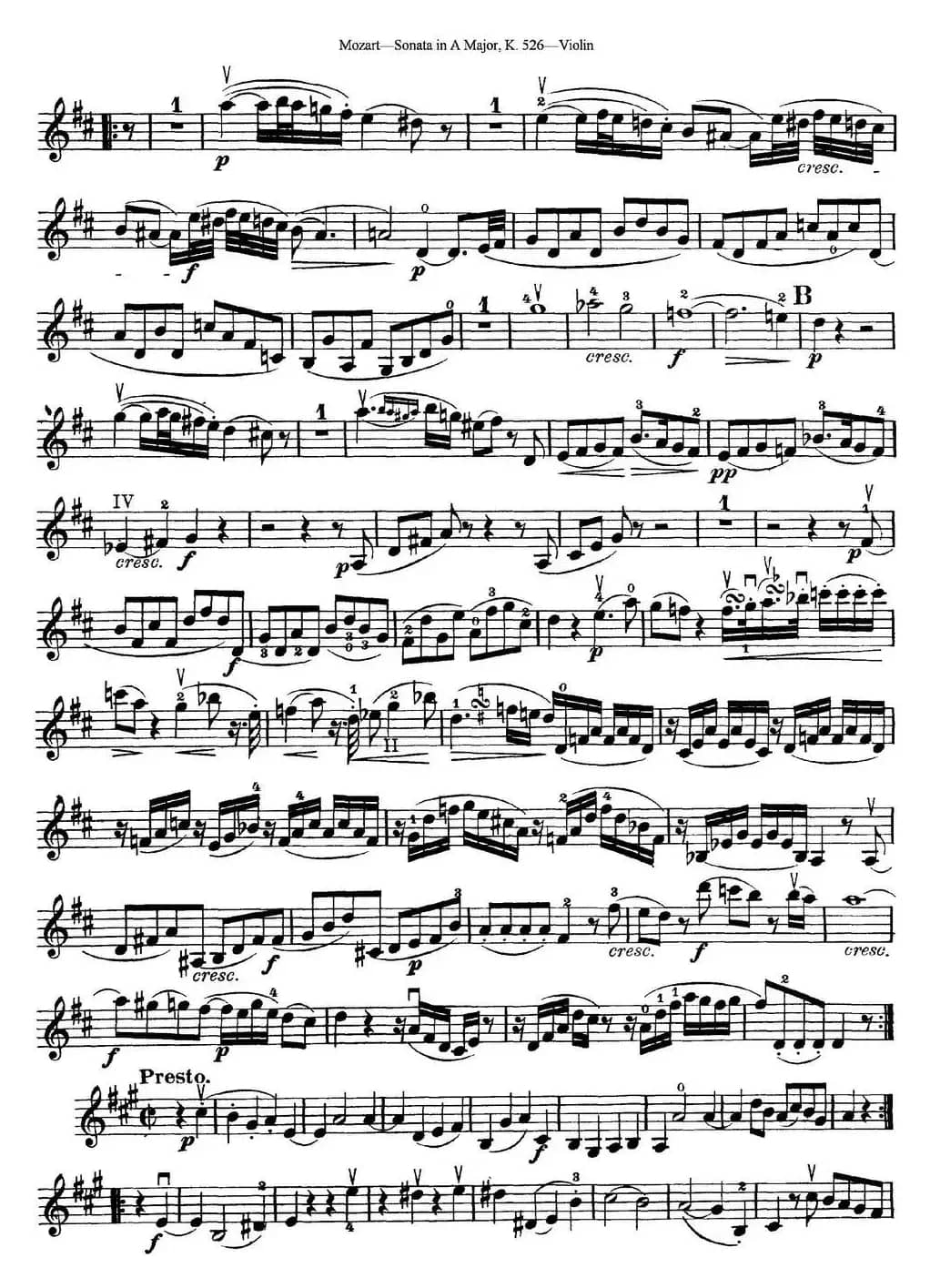 Violin Sonata in A Major K.526