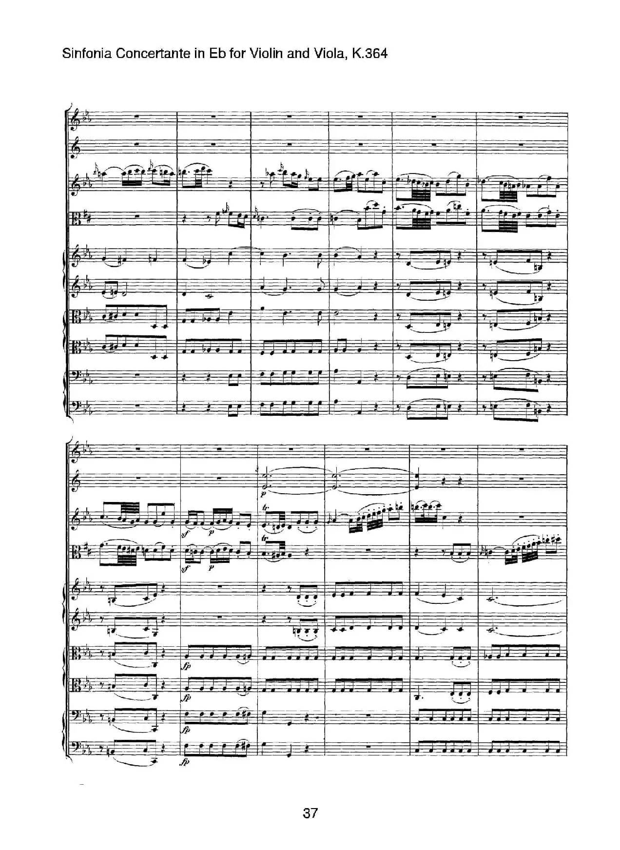 降E大调交响协奏曲（《Sinfonia Concertante in Eb》for Violin and Viola K.364）