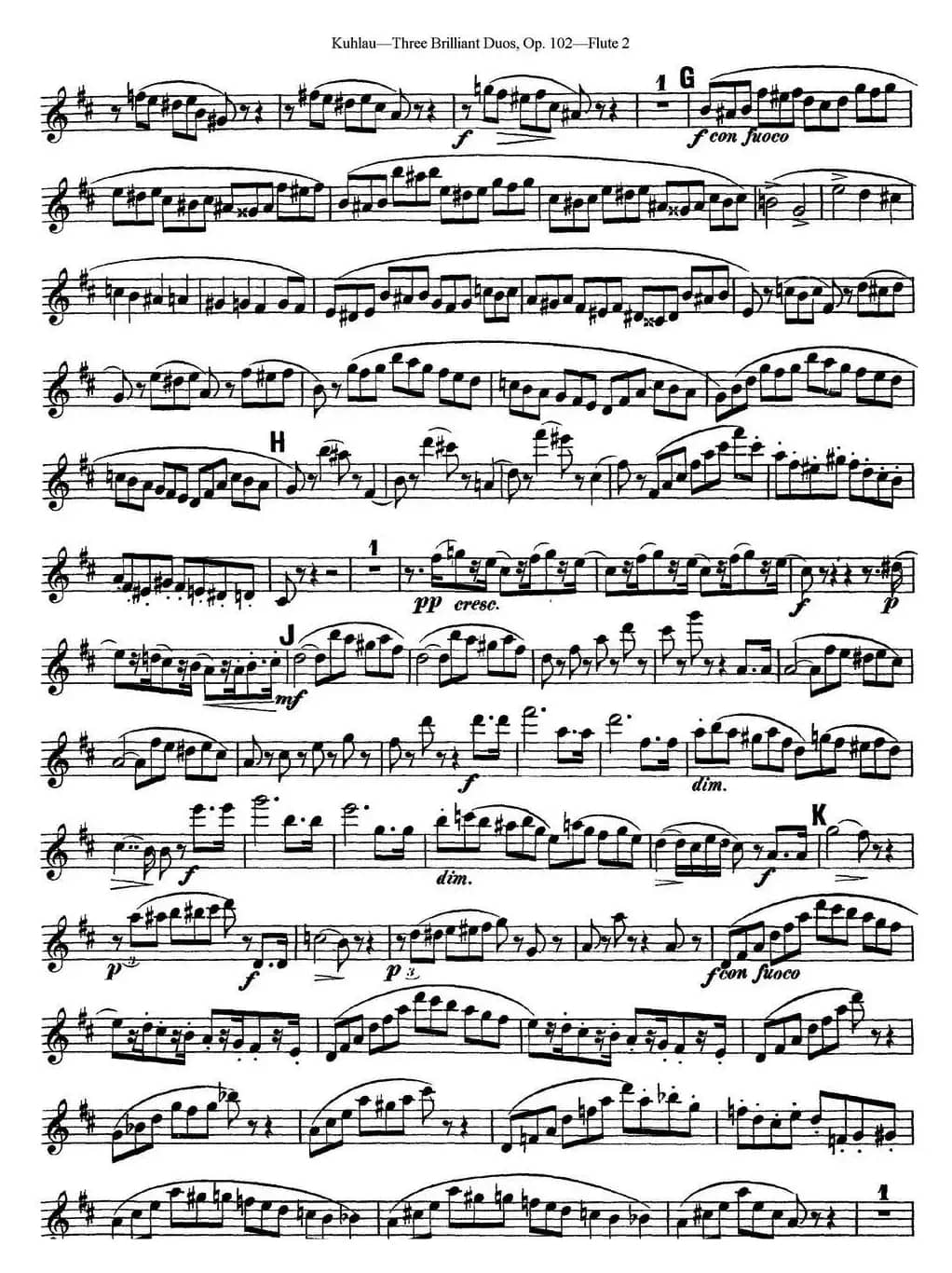 库劳长笛二重奏练习三段OP.102——Flute 2（NO.1）