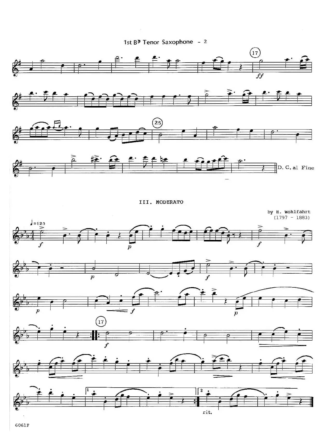 six for three（次中音三重奏第一萨克斯分谱）