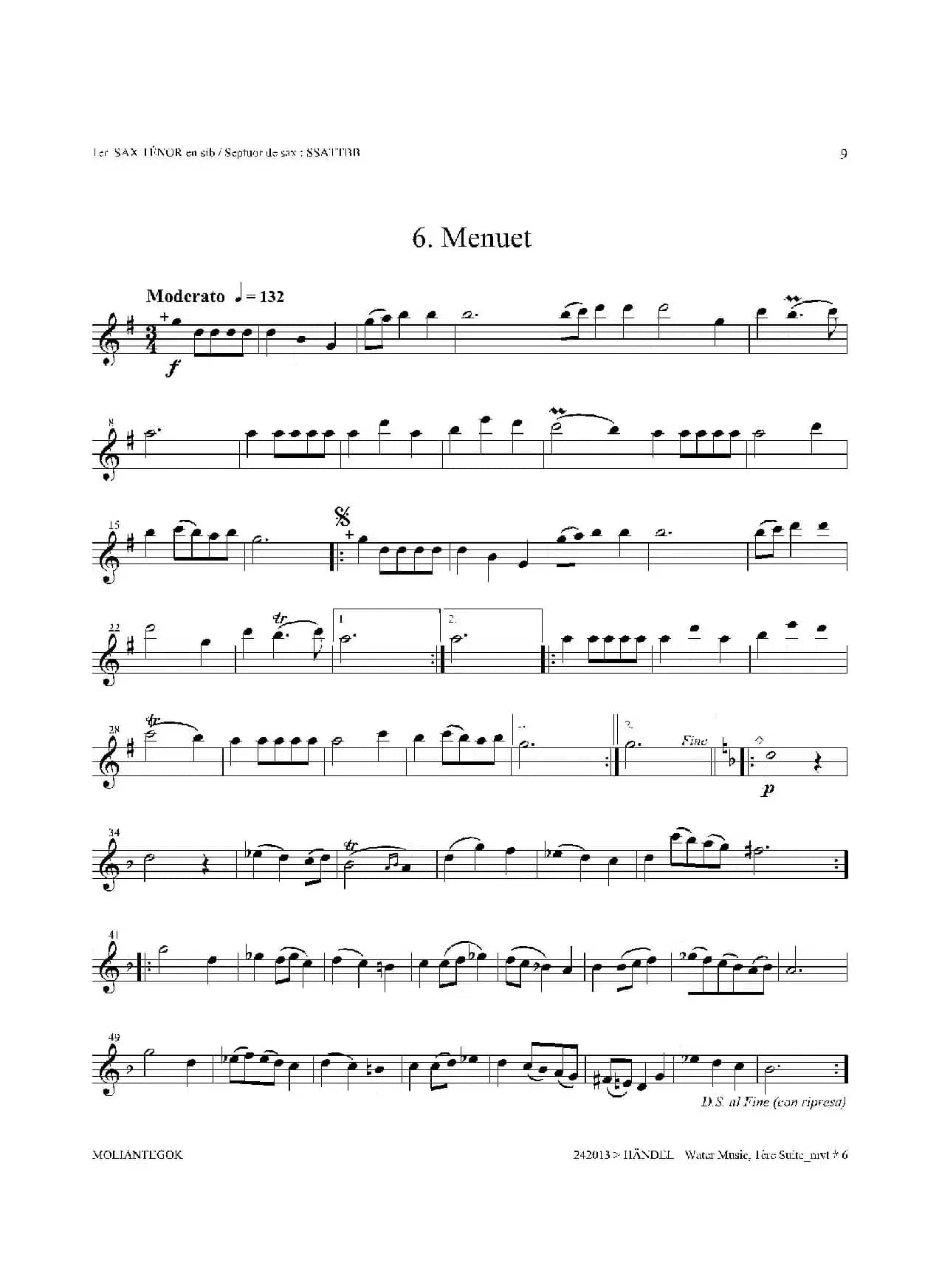 Water Music（HWV.348 No.1）（第一次中音萨克斯）