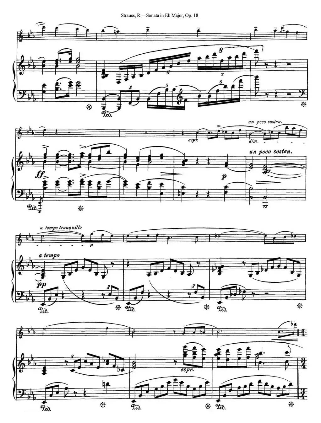 Violin Sonata in Eb Major Op.18（小提琴+钢琴伴奏）