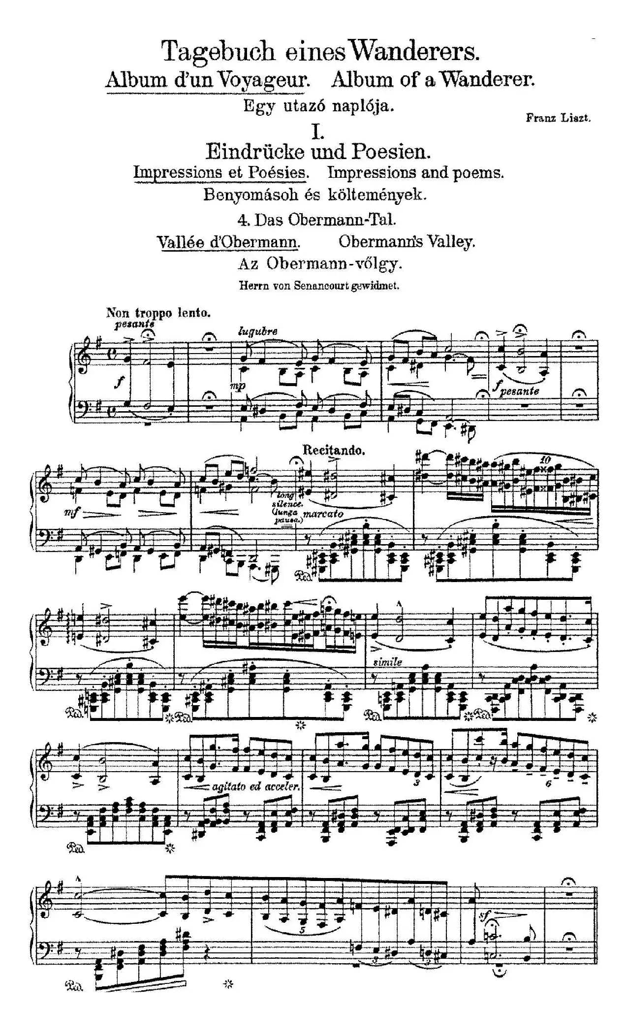 Album d'un Voyageur S.156（旅行者札记·第一册）（印象与诗篇·4. 日内瓦的钟声 Les cloches de G*****）