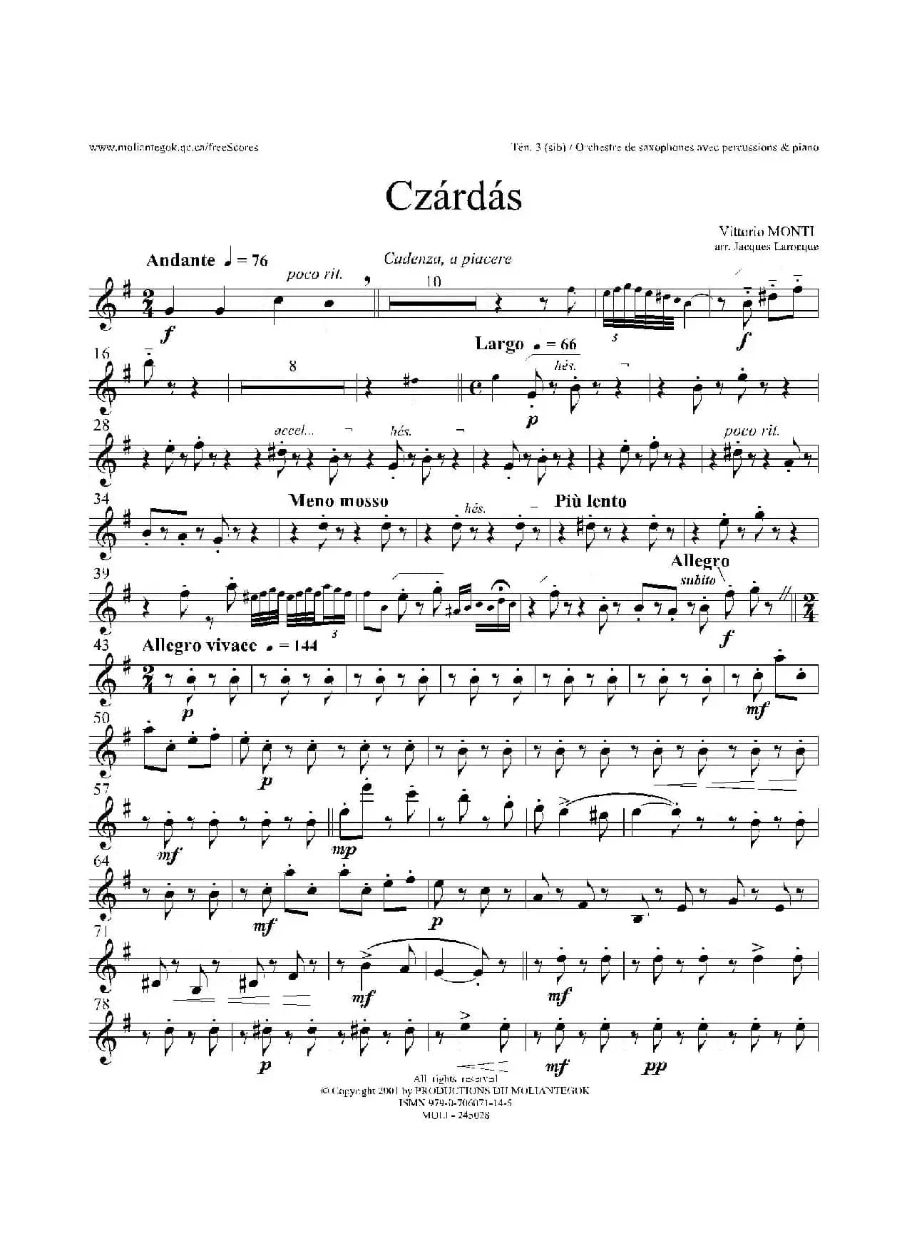 Czardas 查尔达斯（15重奏）（3支次中音萨克斯）