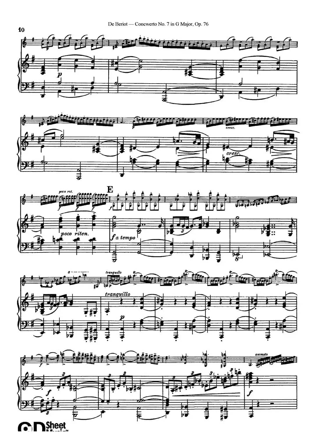 G大调第七协奏曲（Concerto No.7 in G Major）Op.76（小提琴+钢琴伴奏）