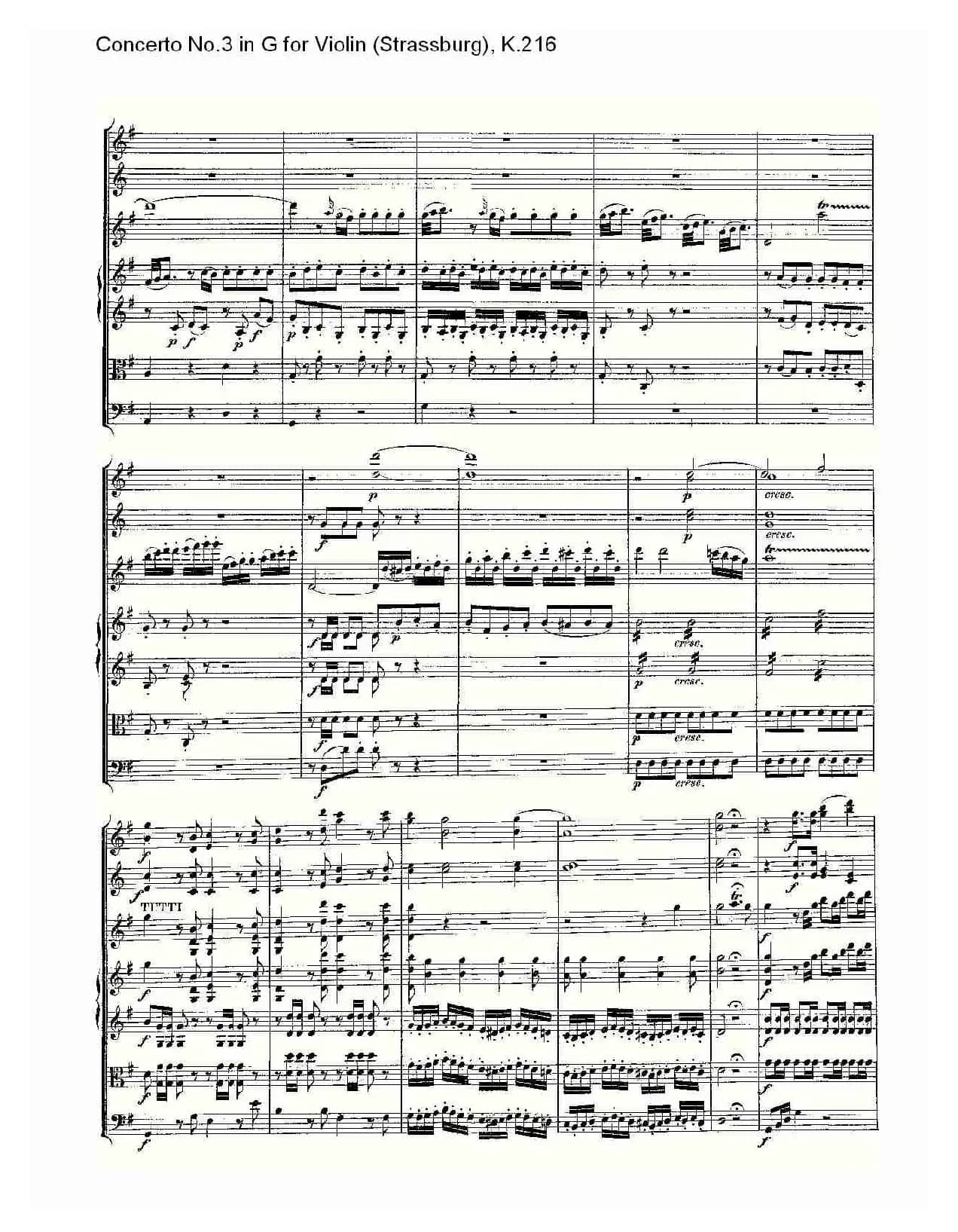 Concerto No.3 in G for Violin K.216（G调小提琴第三协奏曲, K）
