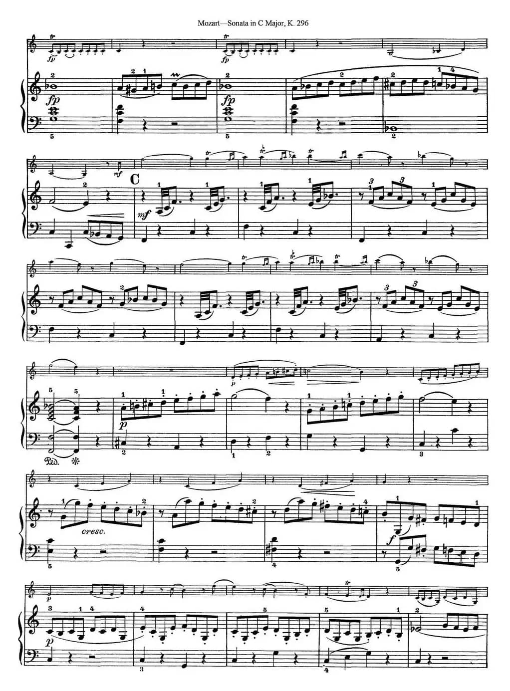 Violin Sonata in C Major K.296（小提琴+钢琴伴奏）