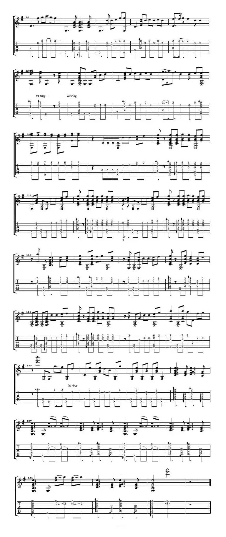 一天一天（指弹吉他谱）