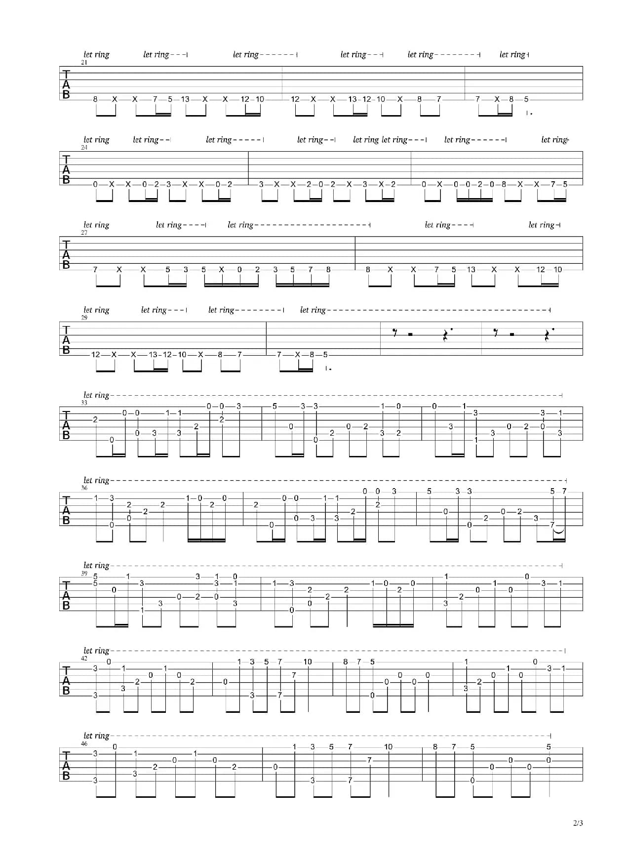 亡灵序曲（电吉他指弹独奏谱）