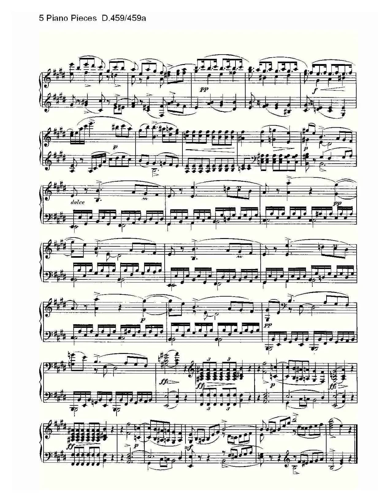 5 Piano Pieces D.459/459a(钢琴五联奏D.459/459a)