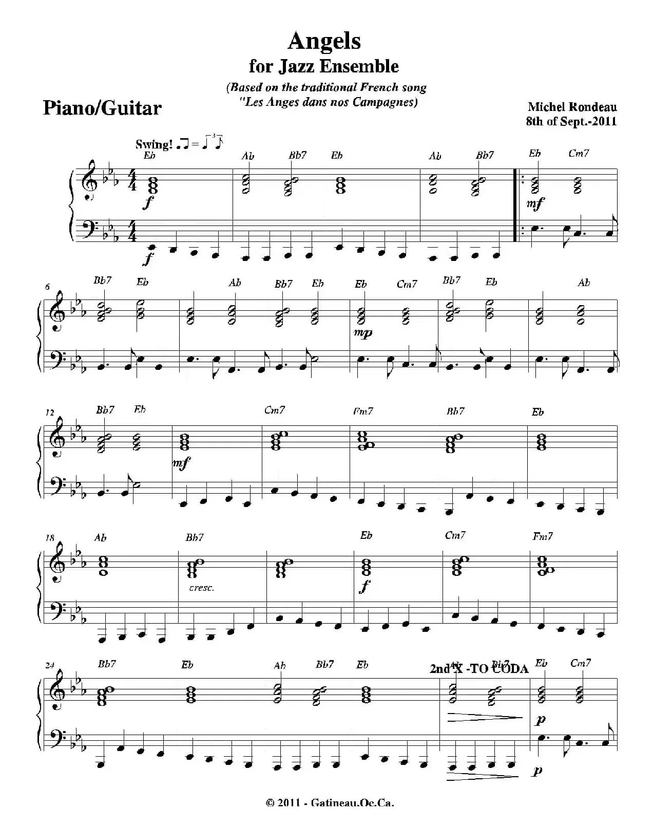 Angels for Jazz Ensemble（钢琴、吉他分谱）