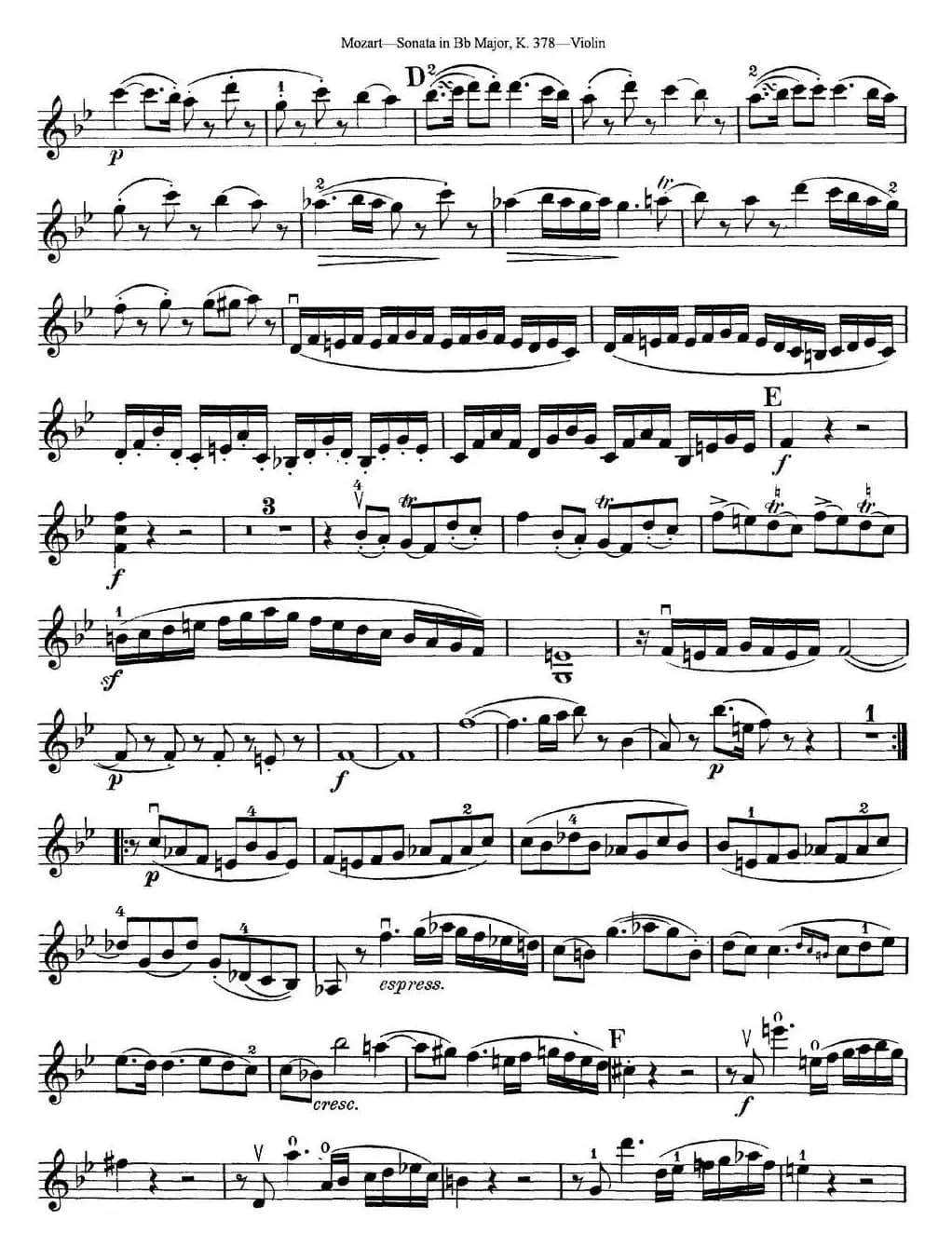 Violin Sonata in Bb Major K.378