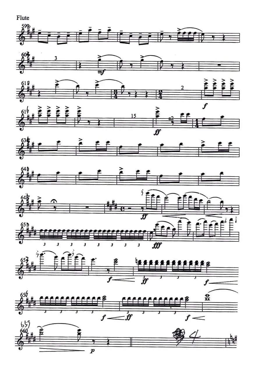 梁山伯与祝英台（小提琴协奏曲长笛分谱）