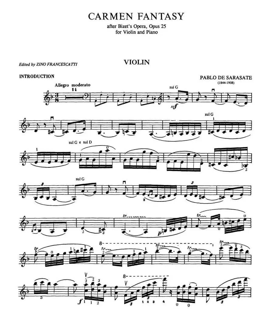 Sarasate《Carmen Fantasy》Op.25（萨拉萨蒂《卡门幻想曲》Op.25）