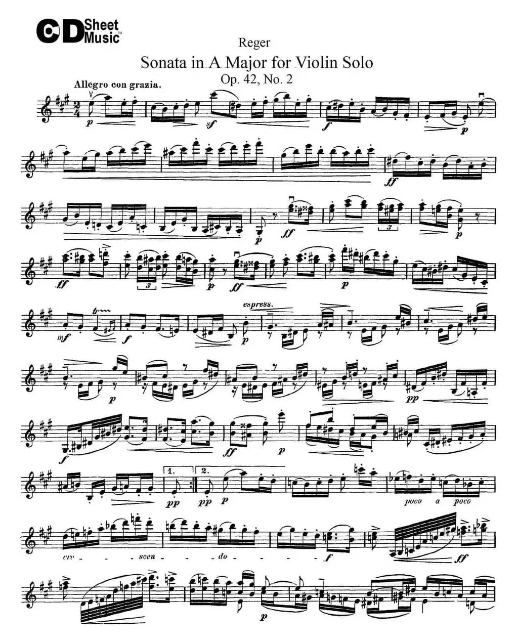 Sonata in A Major for Solo Violin Op.42 No.2