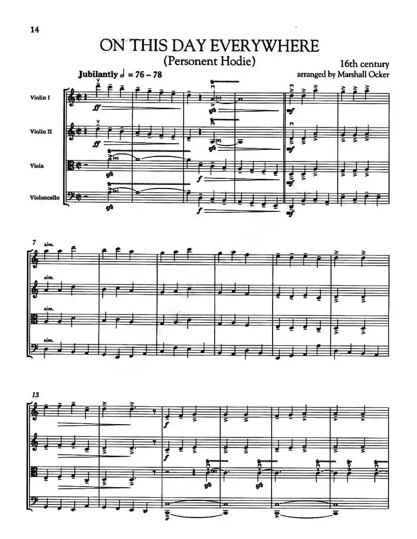 ON THIS DAY EVERYWHERE（圣诞音乐、弦乐四重奏）