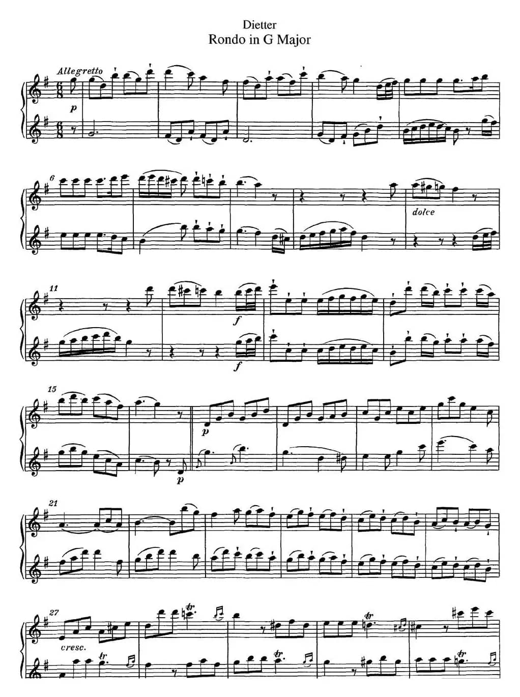 迪埃特长笛二重奏G大调回旋曲（Rondo in G Major ）