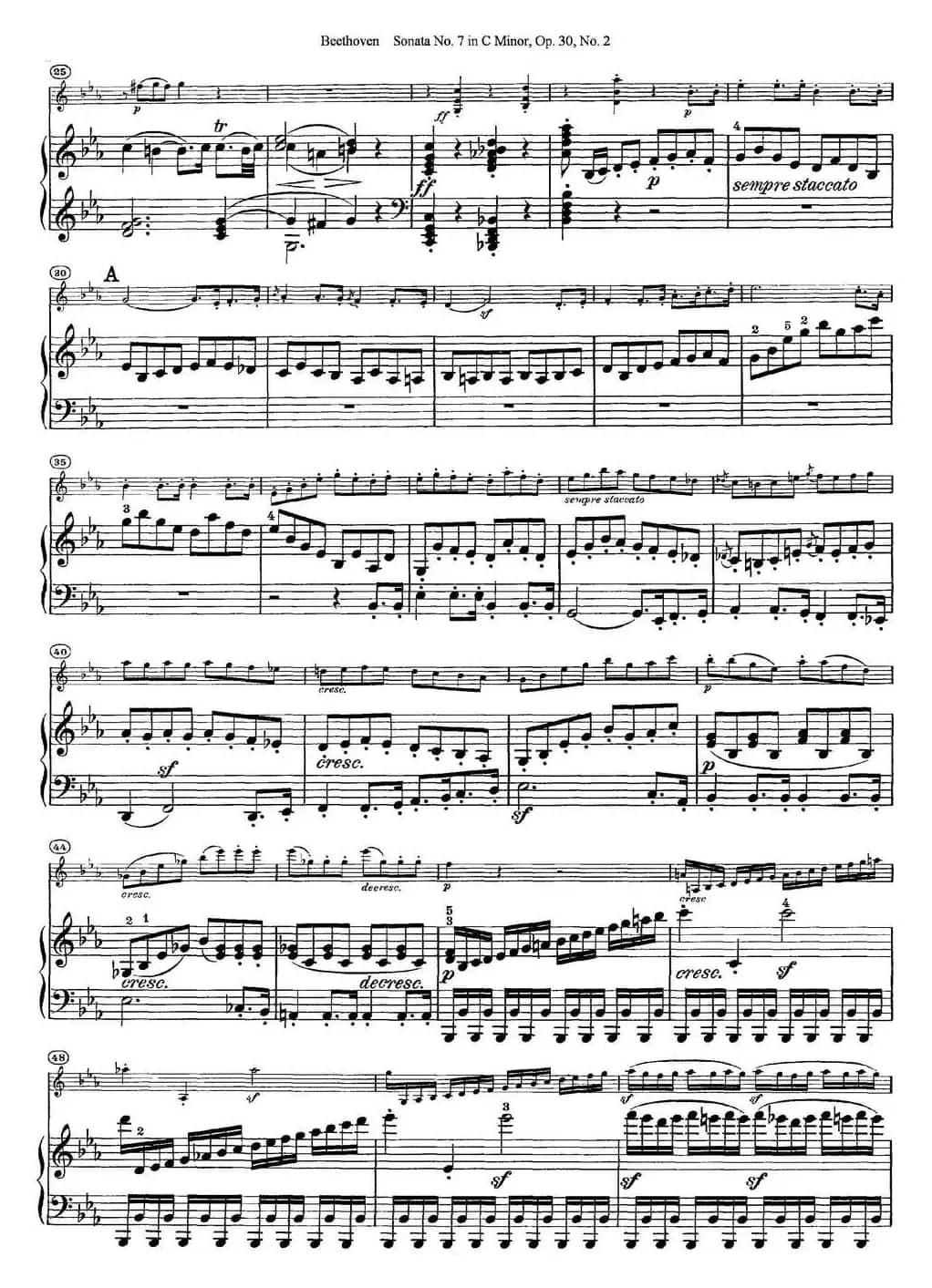 Violin Sonata No.7 in C Minor Op.30 No.2（小提琴+钢琴伴奏）