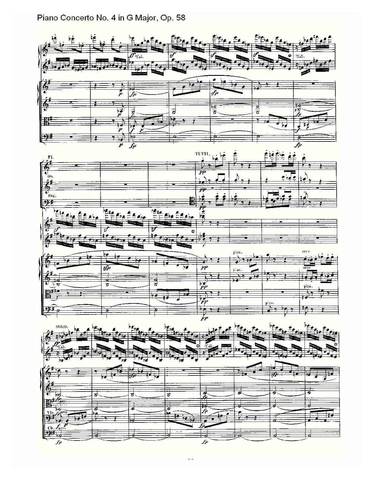 Ｇ大调钢琴第四协奏曲 Op.58 第三乐章（总谱）