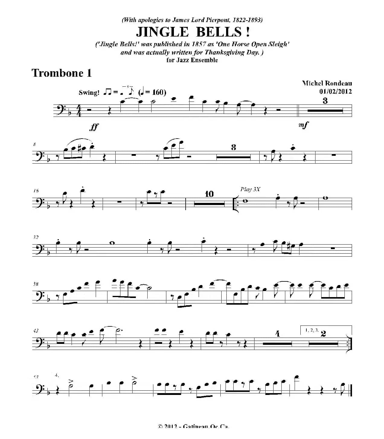 JINGLE BELLS！（第一长号分谱）