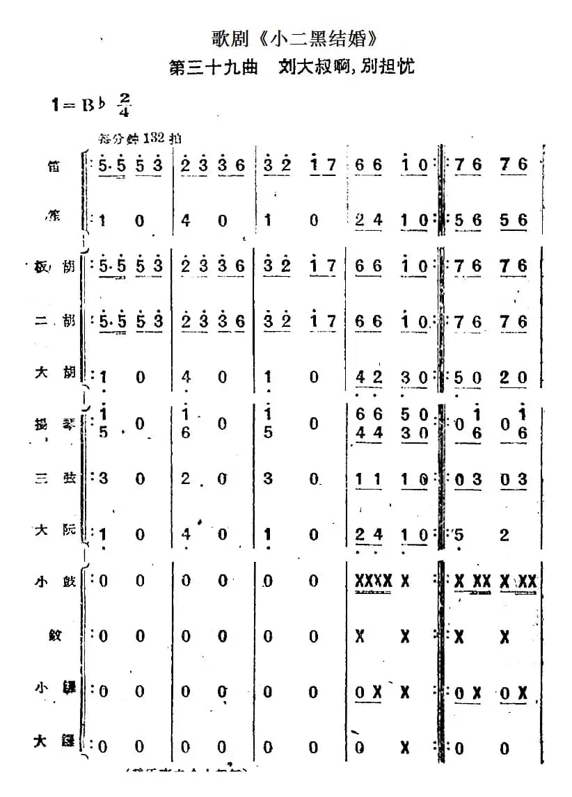 歌剧《小二黑结婚》第三十九曲 刘大叔啊，别担忧（民乐合奏总谱）