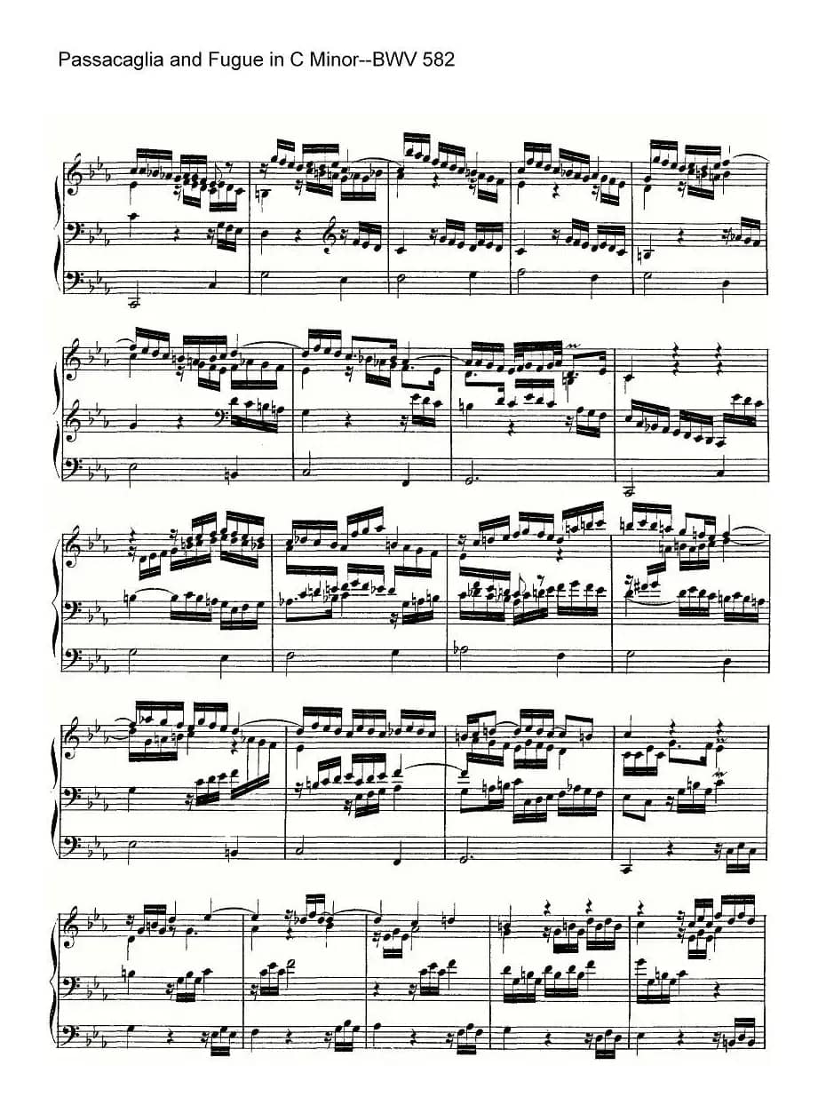 Passacaglia and Fugue in C Minor--BWV 582（管风琴谱）