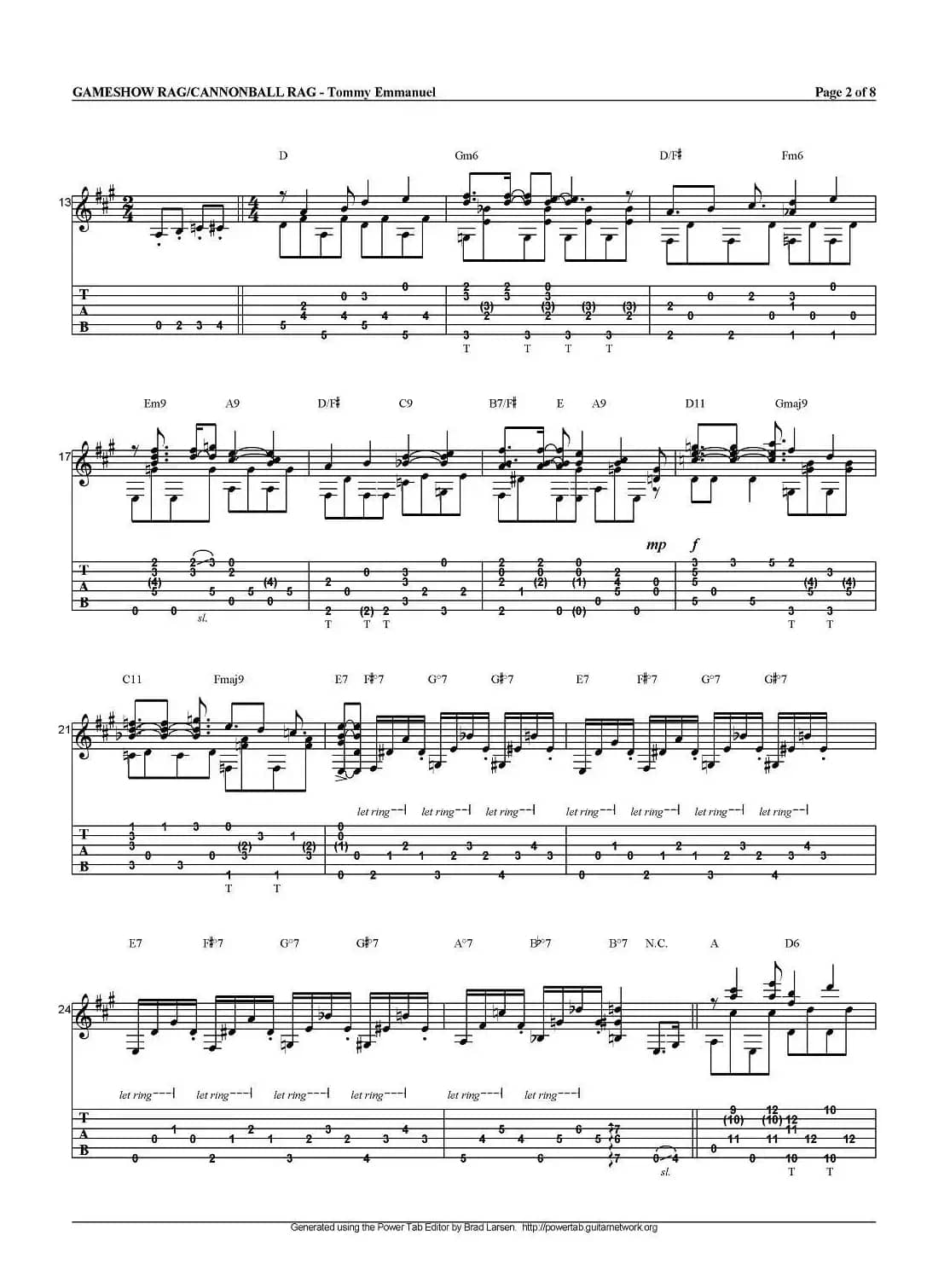 tommy emmanuel：gameshow rag/cannonball rag（指弹吉他）