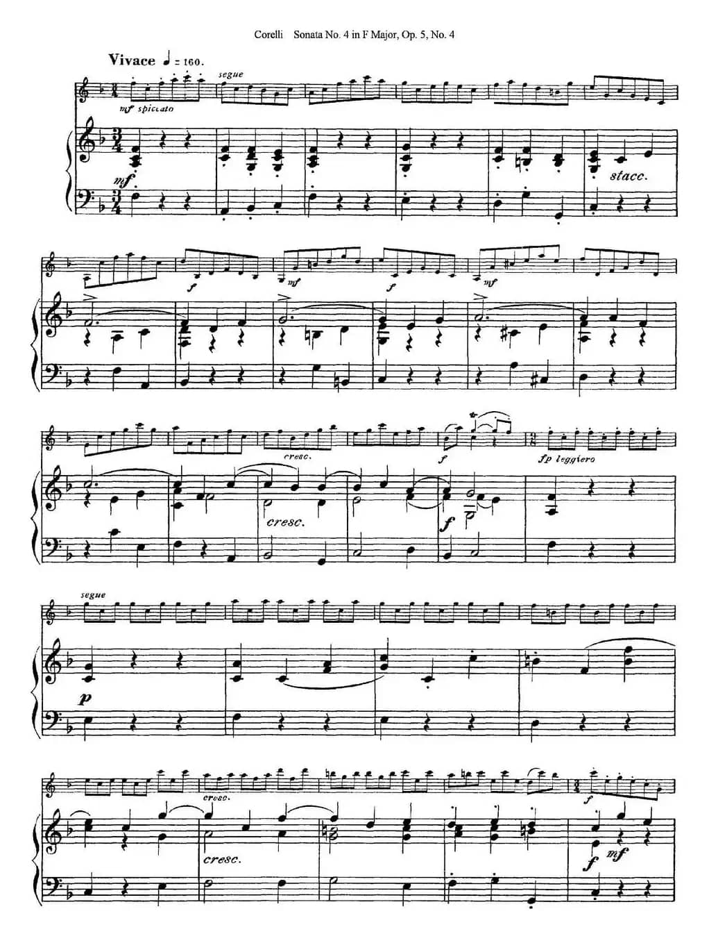 Sonata No.4 in F MajorOp.5 No.4（小提琴+钢琴伴奏）