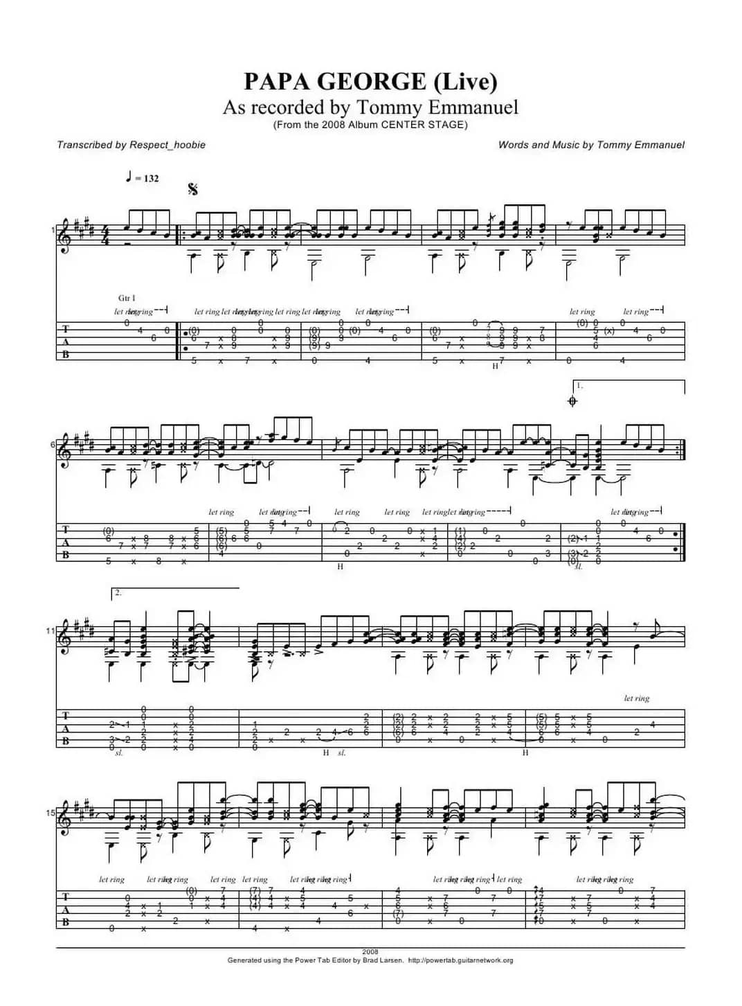 tommy emmanuel： papa george version（指弹吉它）