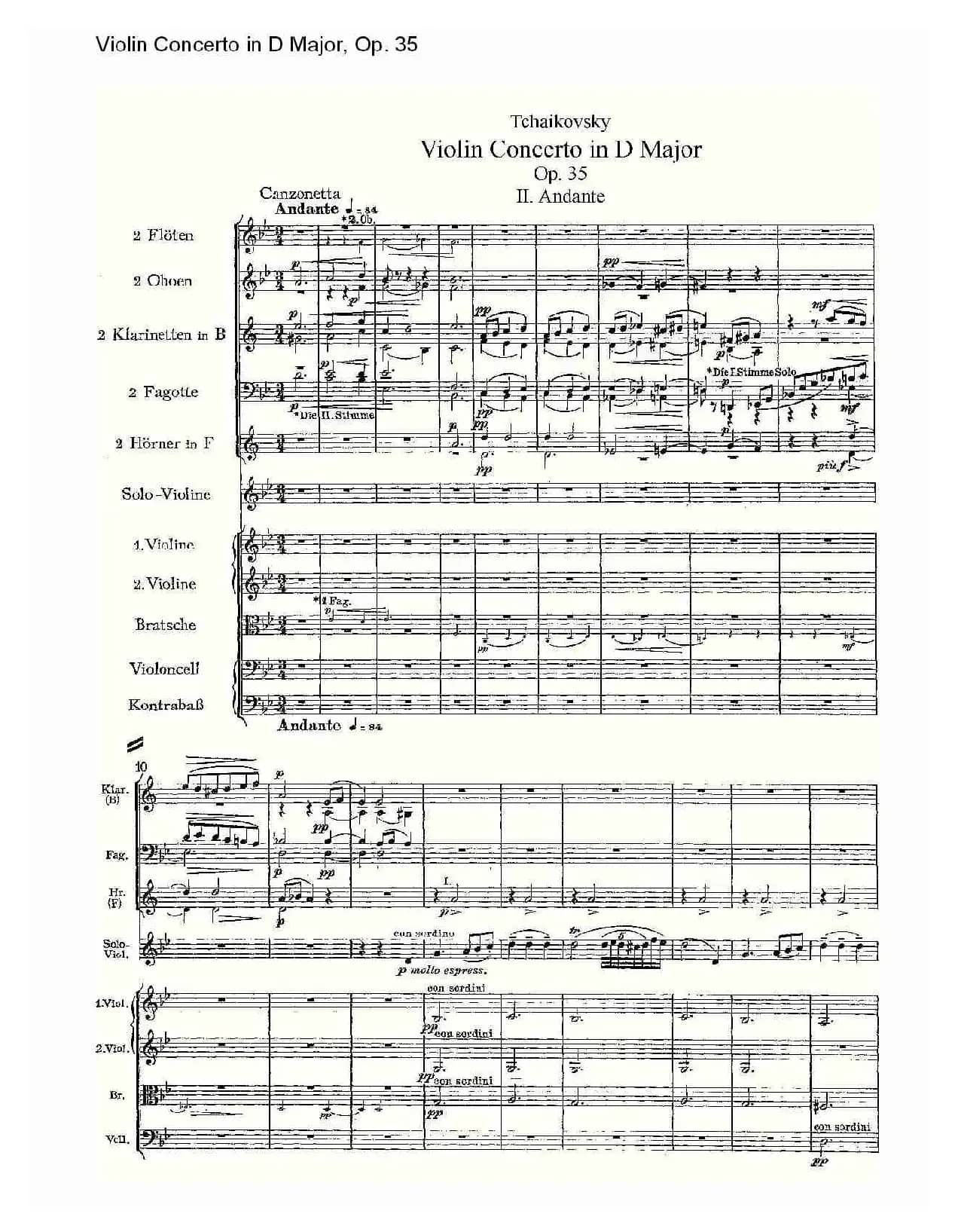 D大调小提琴协奏曲, Op.35第二乐章