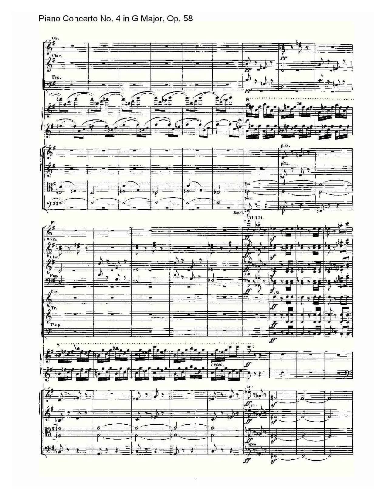 Ｇ大调钢琴第四协奏曲 Op.58 第三乐章（总谱）