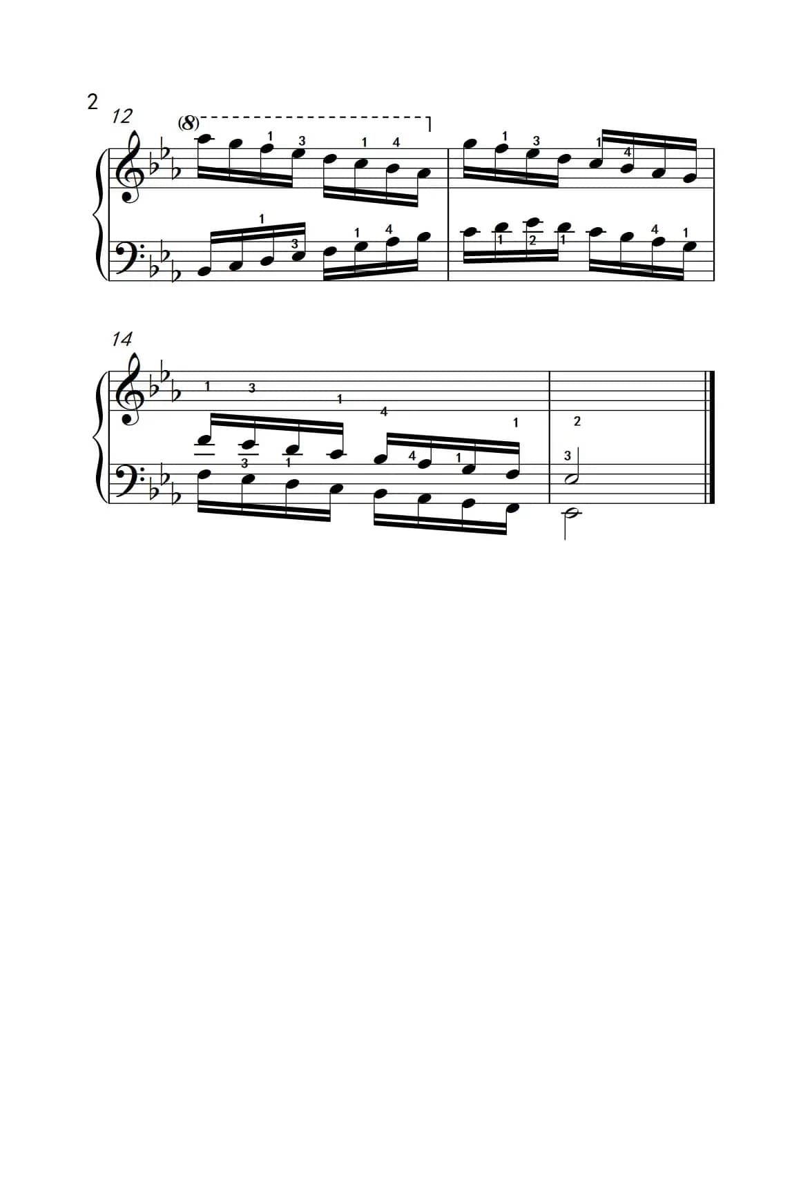 降E大调音阶（反向四个八度）（孩子们的钢琴音阶、和弦与琶音 2）