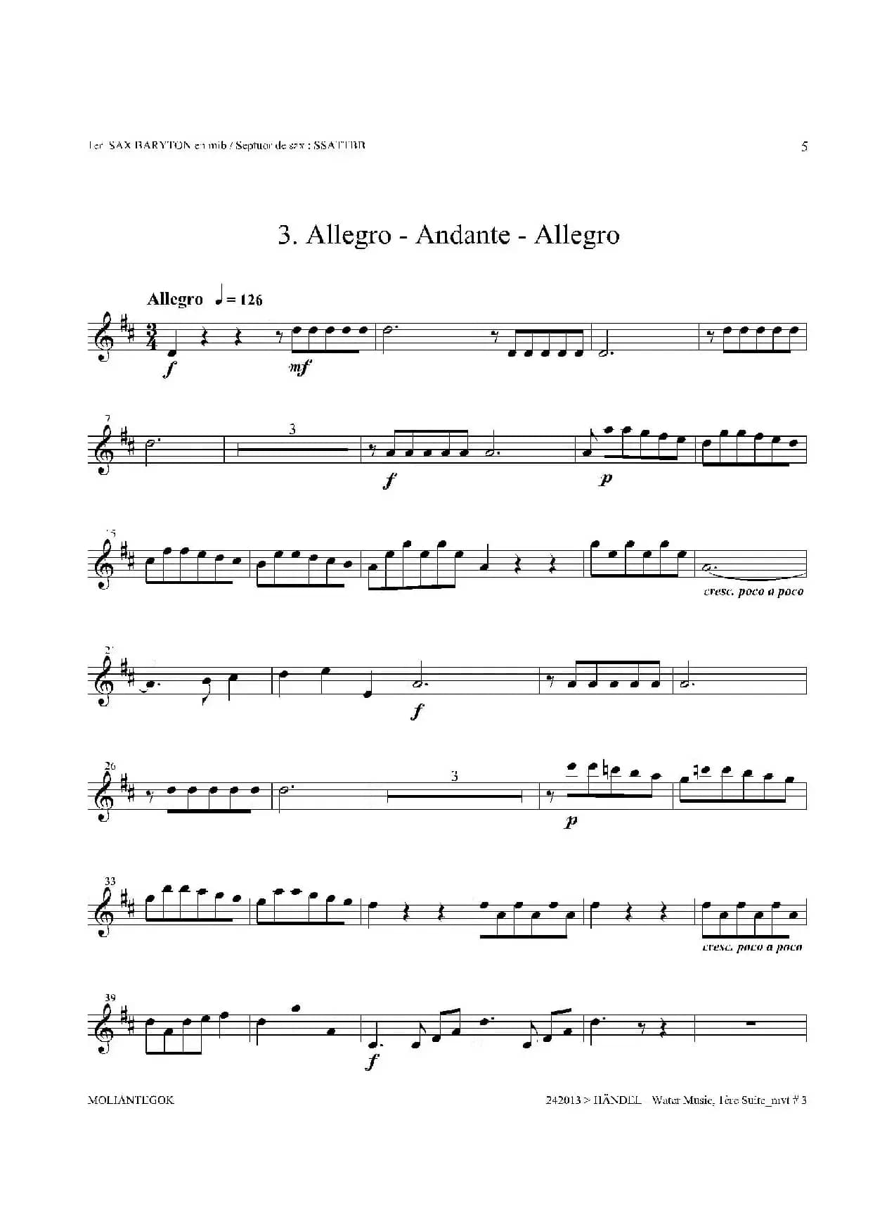 Water Music（HWV.348 No.1）（第一上低音萨克斯）