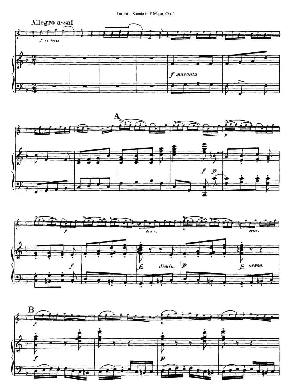 Violin Sonata in F Major Op.1（小提琴+钢琴伴奏）