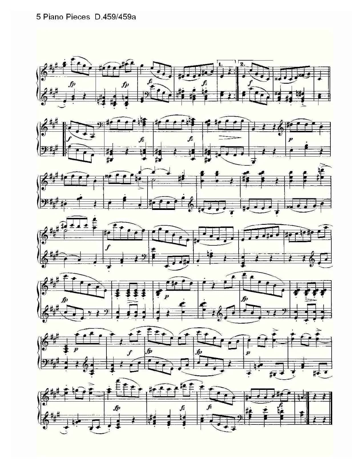 5 Piano Pieces D.459/459a(钢琴五联奏D.459/459a)