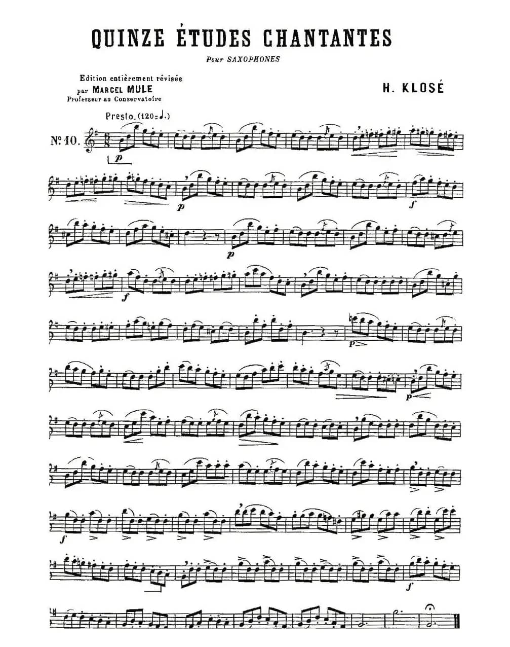 Klose Etudes Chantantes Pour Saxophone（练习曲之十）