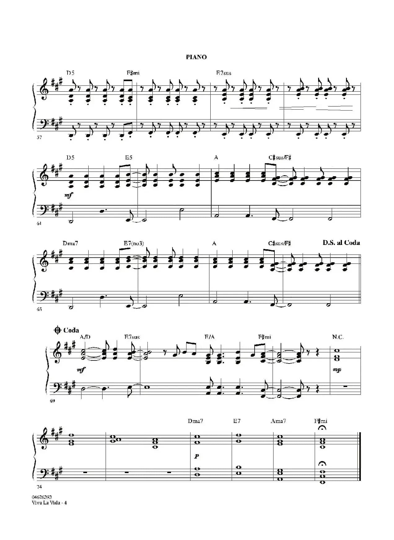 VIVA LA VIDA（钢琴分谱）