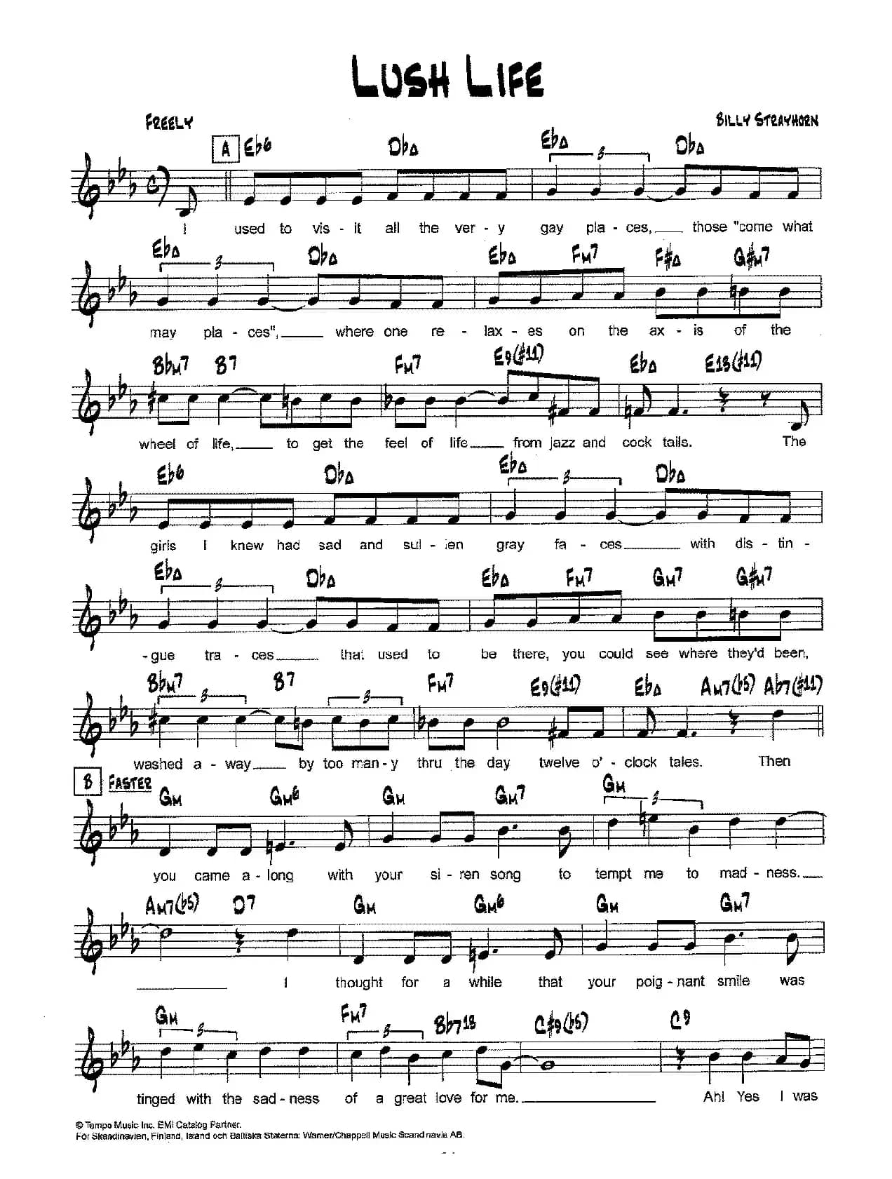 降B爵士乐谱：LUSH LIFE